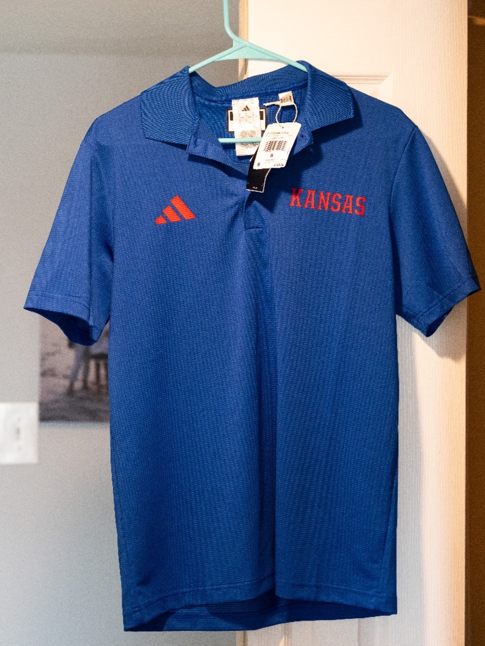 NWT adidas Kansas Jayhawks Sideline Ottoman Polo Men's Small